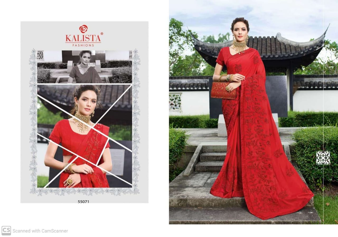 Kalista Selfie Vol 2 Rangoli Georgette Embroidery Work Designer Saree Wholesaler