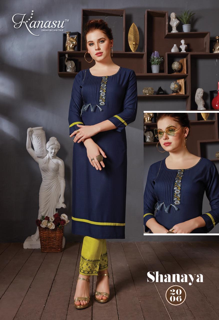 Kanasu Shanaya Rayon Stylish Top With Pant At Wholesale Price In Surat Market