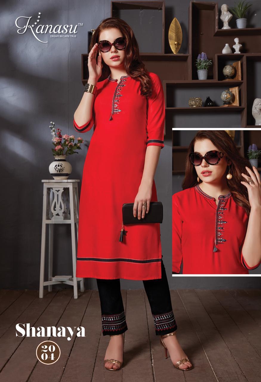 Kanasu Shanaya Rayon Stylish Top With Pant At Wholesale Price In Surat Market