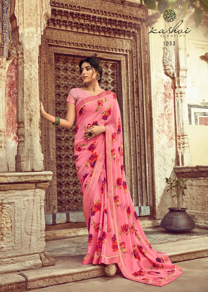 Kashvi Creation Orchid Georgette Printed Ethnic Wear Saree Wholesaler