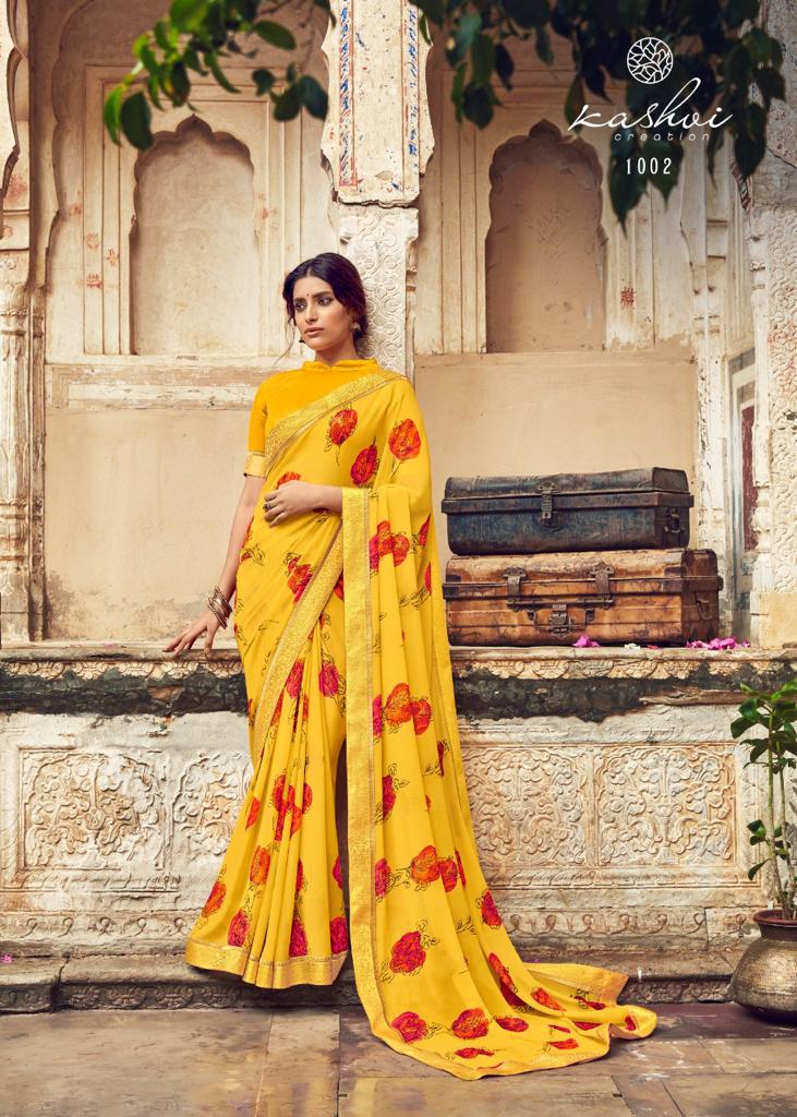 Kashvi Creation Orchid Georgette Printed Ethnic Wear Saree Wholesaler