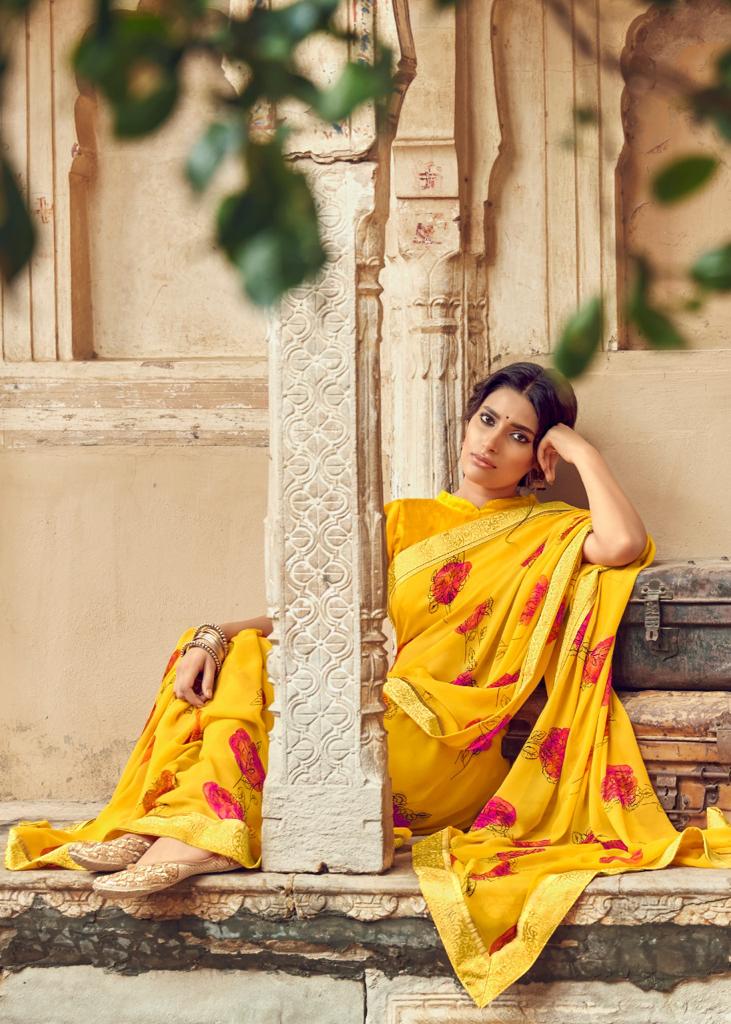 Kashvi Creation Orchid Georgette Printed Ethnic Wear Saree Wholesaler