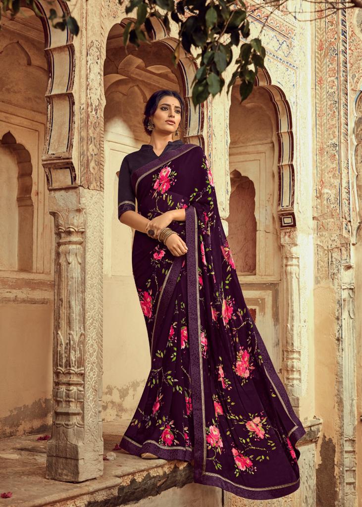 Kashvi Creation Orchid Georgette Printed Ethnic Wear Saree Wholesaler