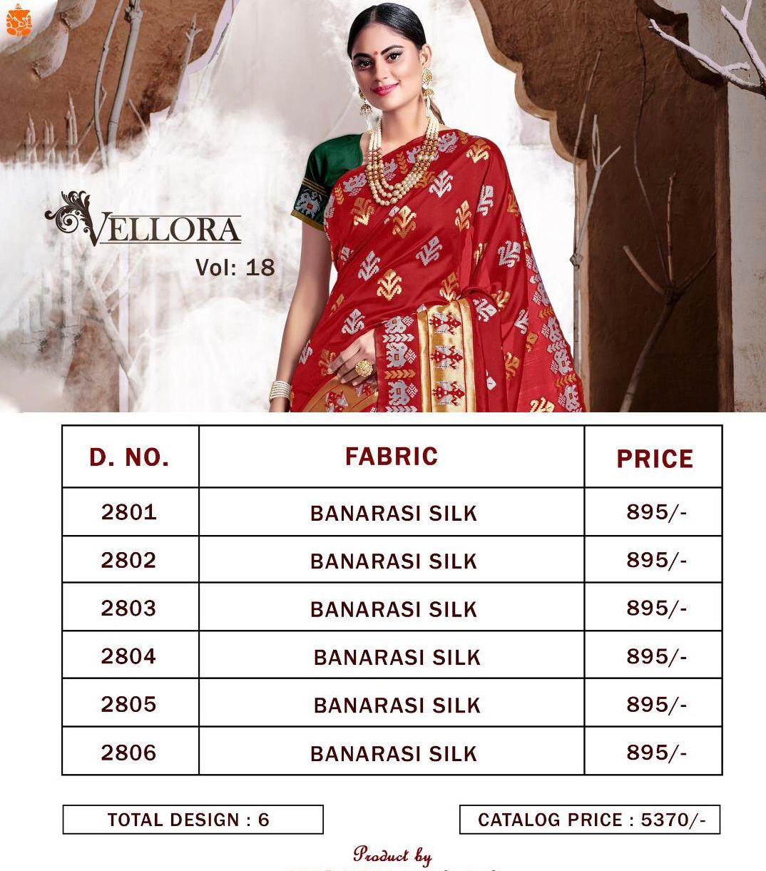 Kesari Exports Vellora Vol 18 Banarasi Silk 2801-2806 Series Latest Design Saree