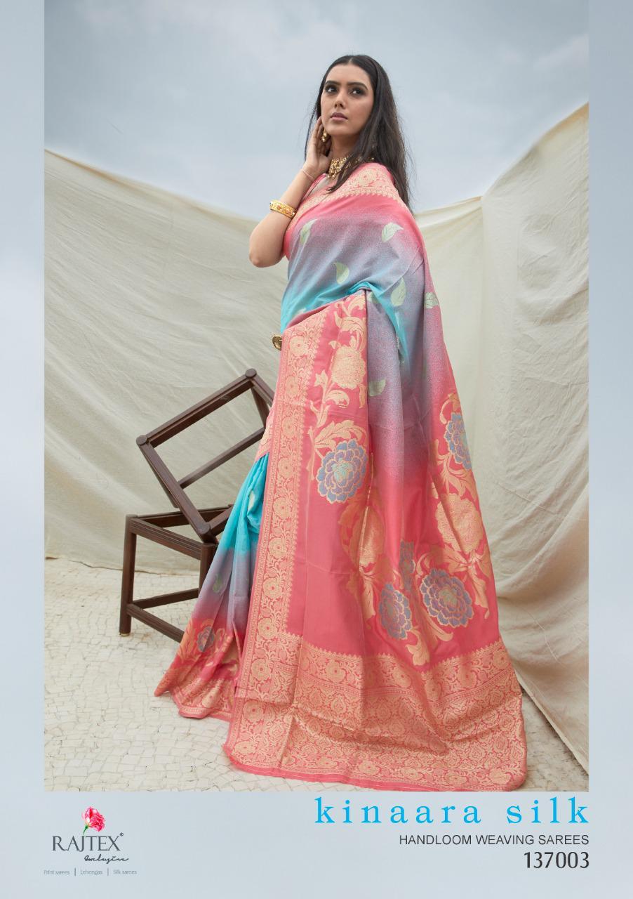 Kinaara Silk By Rajtex 137001-137004 Series Handloom Weaving Silk Saree Catalogs