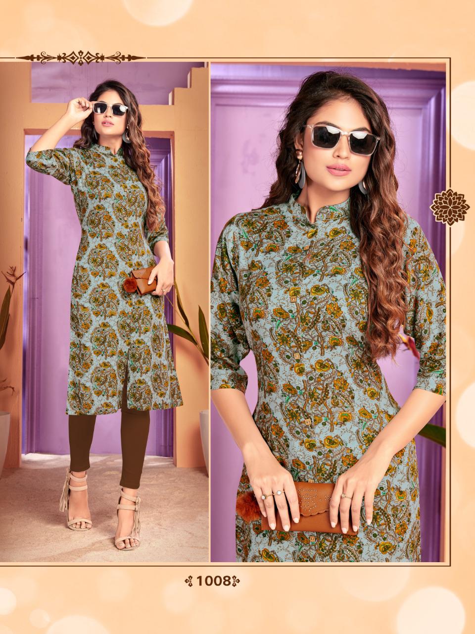 Majisha Nx Presenting Zaira Rayon Print Daily Wear Kurti At Lowest Price In Surat Market