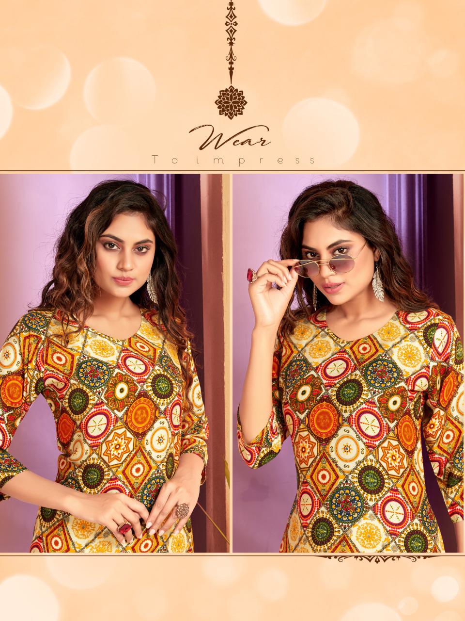 Majisha Nx Presenting Zaira Rayon Print Daily Wear Kurti At Lowest Price In Surat Market