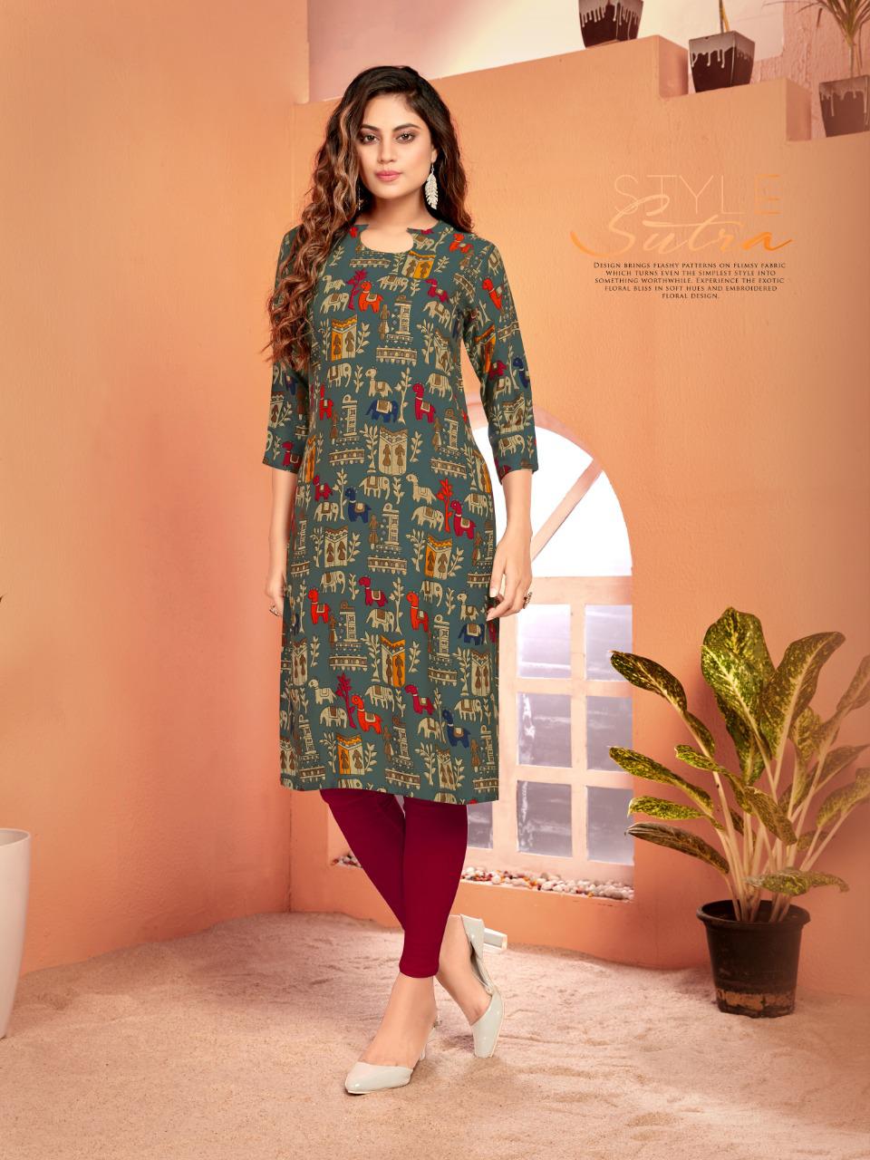 Majisha Nx Presenting Zaira Rayon Print Daily Wear Kurti At Lowest Price In Surat Market