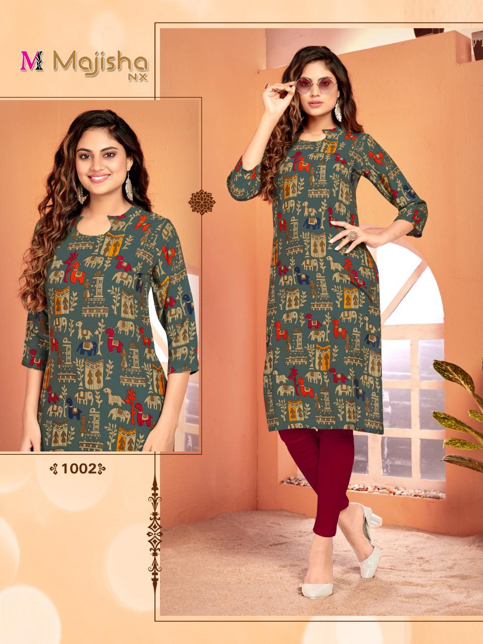 Majisha Nx Presenting Zaira Rayon Print Daily Wear Kurti At Lowest Price In Surat Market
