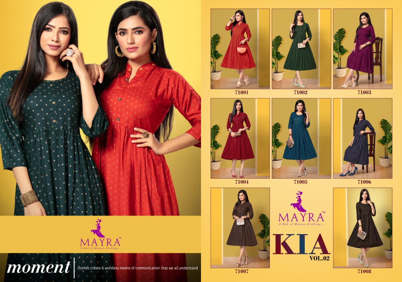 Mayra Kia Vol 2 Rayon Slub With Gold Print Exclusive Kurti In Surat Textile Market
