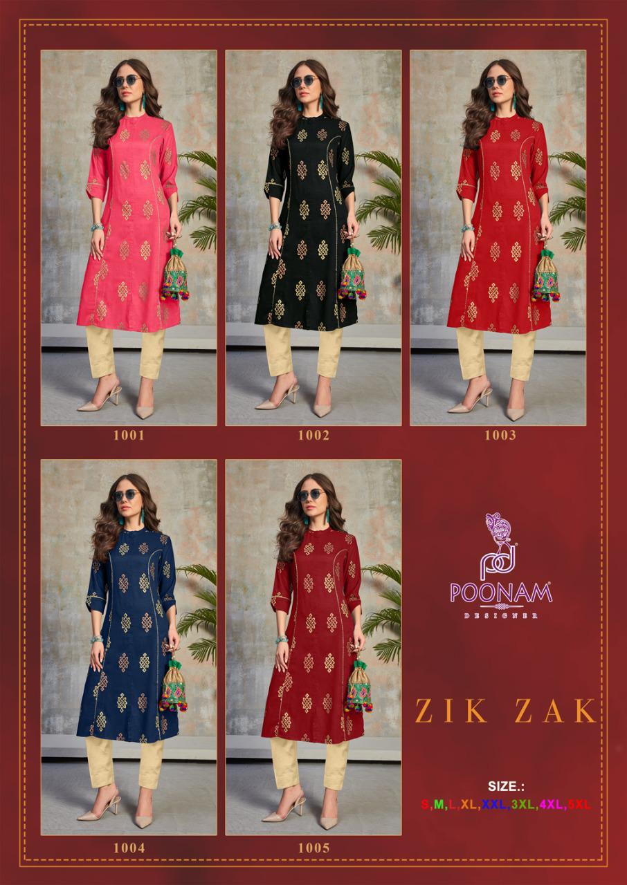 Poonam Designer Zik Zak Simple Ladies Kurtis Buy Online Shopping In India