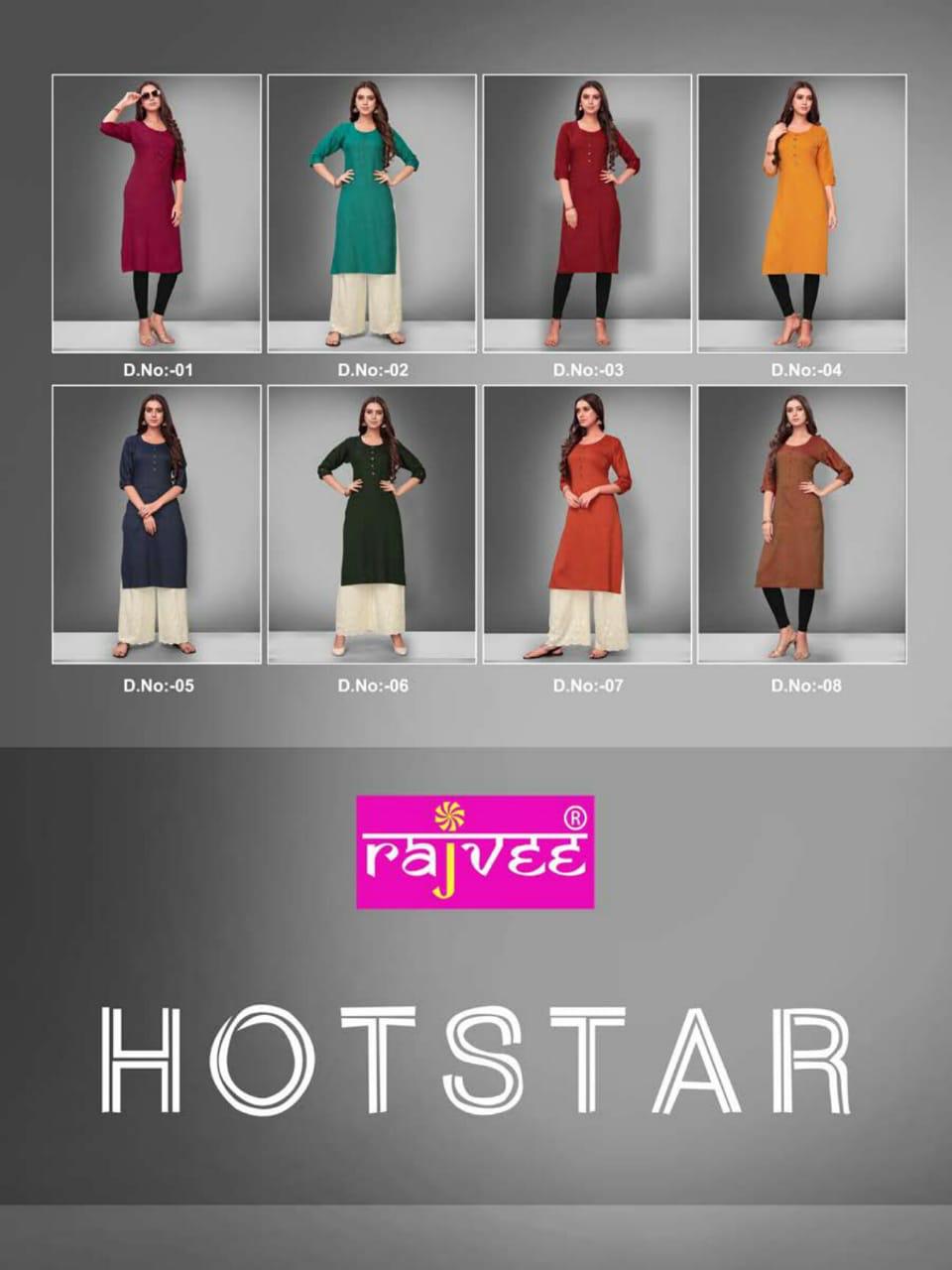 Rajvee Launch Hotstar Rayon Cross Casual Wear Kurti Catalogs Supplier