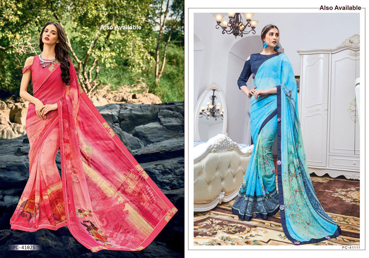 Sahiba T And M Present Panache Vol 18 Georgette Digital Print Fancy Lace Border Saree