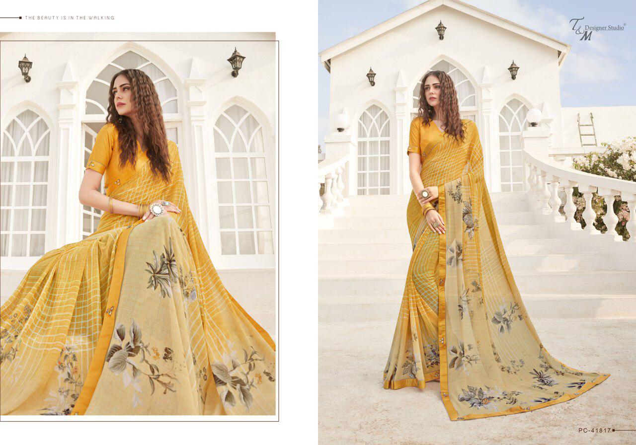 Sahiba T And M Present Panache Vol 18 Georgette Digital Print Fancy Lace Border Saree