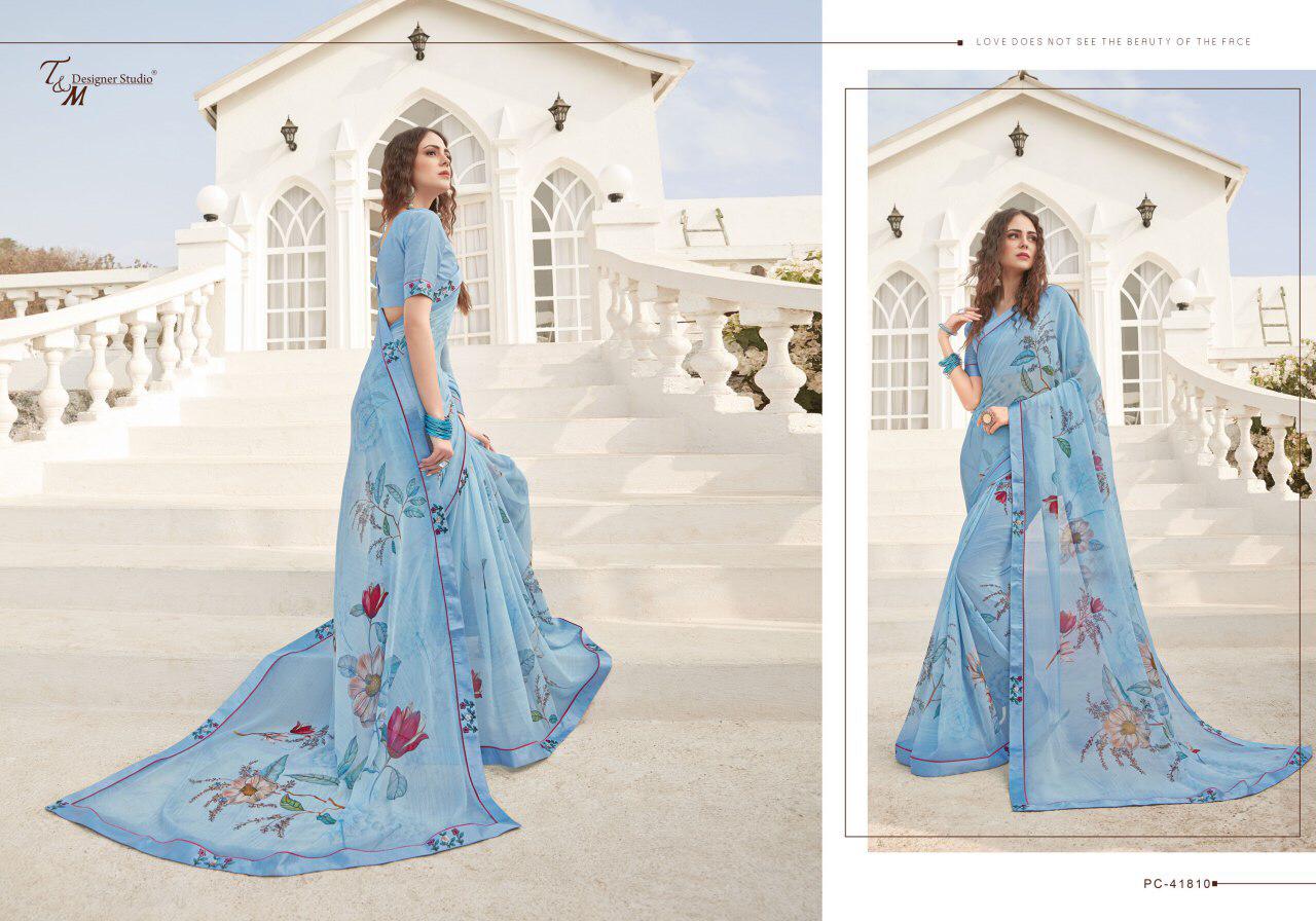 Sahiba T And M Present Panache Vol 18 Georgette Digital Print Fancy Lace Border Saree