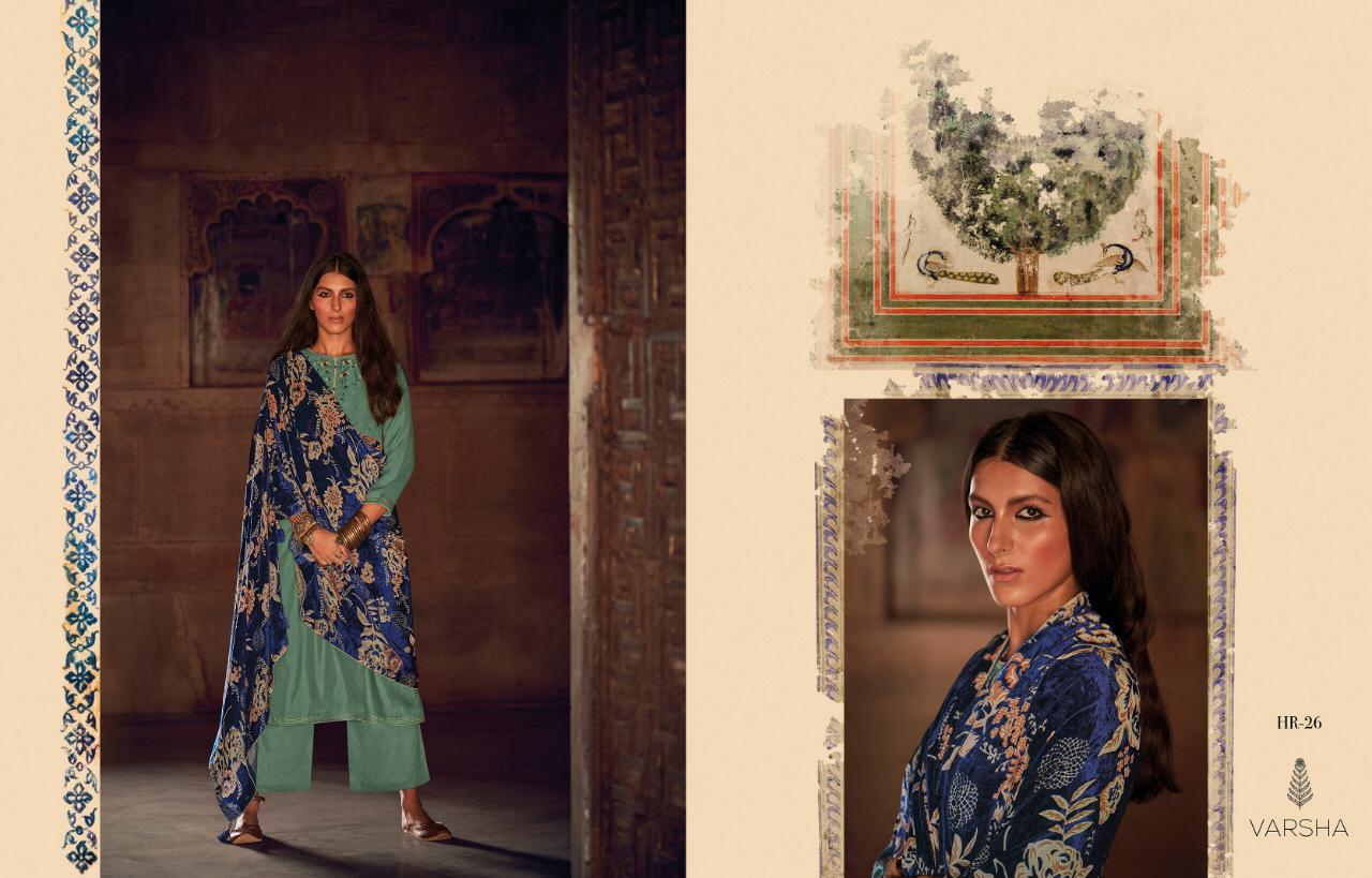 Varsha Fashions Hiraeth Silk Pashmina With Embroidery With Velvet Brasso Dupatta Suit In Surat Market