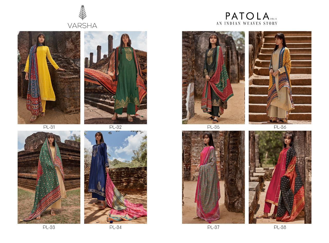 Varsha Fashions Patola Vol 3 Pure Self Placement Woven Branded Ladies Suits Clothing Store In Surat