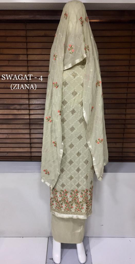 Ziana Launch Swagat Vol 4 Heavy Georgette Exclusive Fancy Embroidery Work Salwar Suits