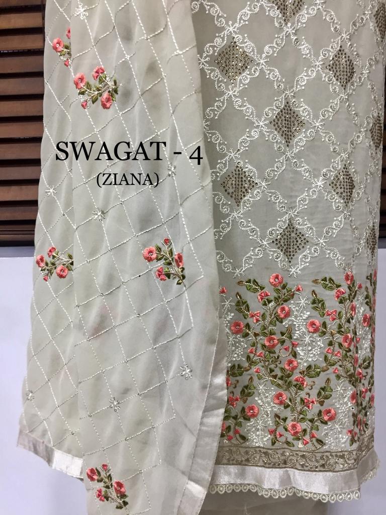 Ziana Launch Swagat Vol 4 Heavy Georgette Exclusive Fancy Embroidery Work Salwar Suits