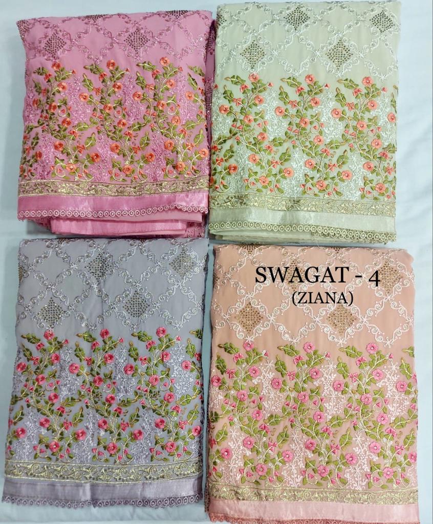 Ziana Launch Swagat Vol 4 Heavy Georgette Exclusive Fancy Embroidery Work Salwar Suits