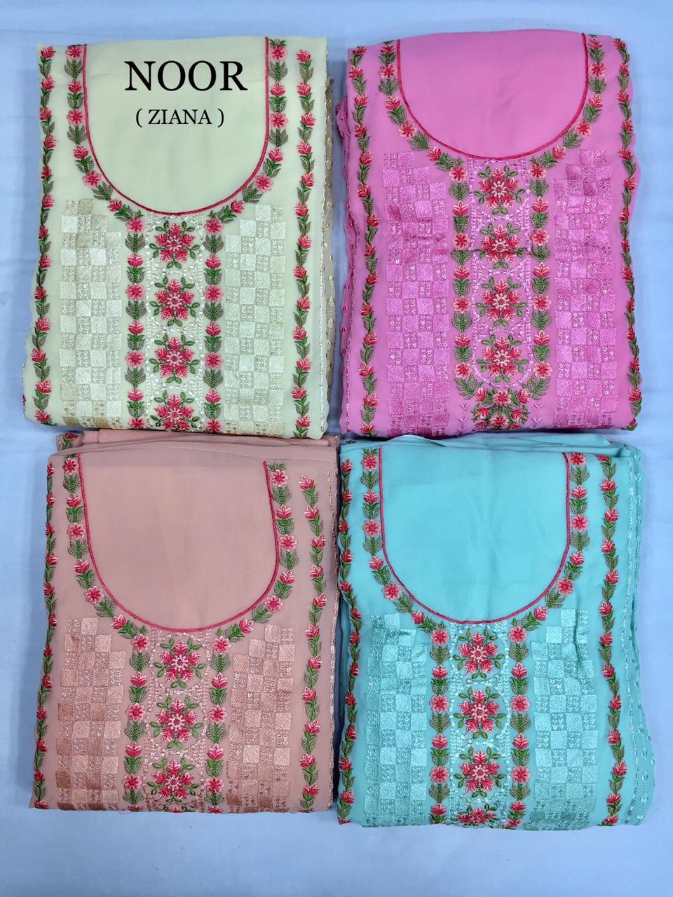 Ziana Present Noor Heavy Georgette With Full Embroidery Salwar Suit Collections