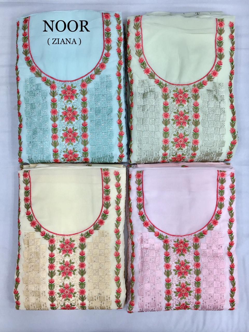 Ziana Present Noor Heavy Georgette With Full Embroidery Salwar Suit Collections