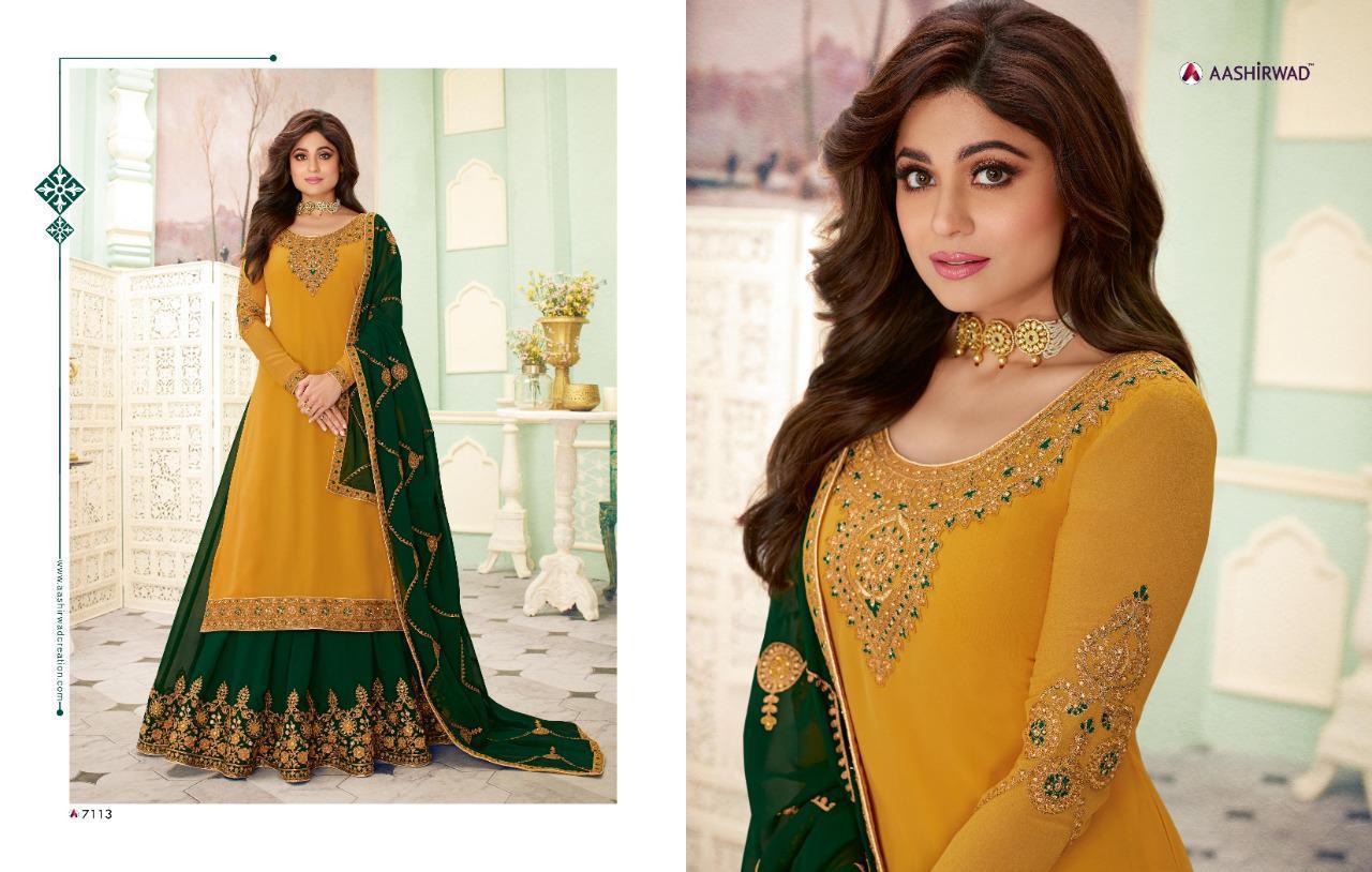 Aashirwad Launch Fizza Real Georgette Embroidery Work Party And Wedding Wear Suits