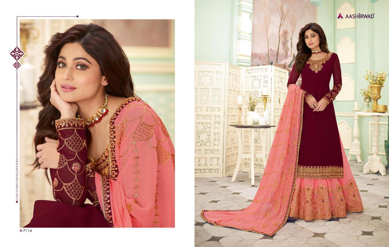 Aashirwad Launch Fizza Real Georgette Embroidery Work Party And Wedding Wear Suits