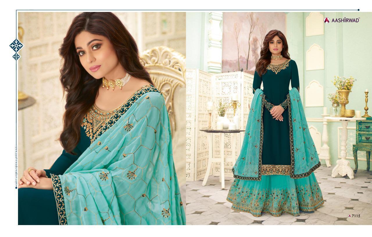Aashirwad Launch Fizza Real Georgette Embroidery Work Party And Wedding Wear Suits