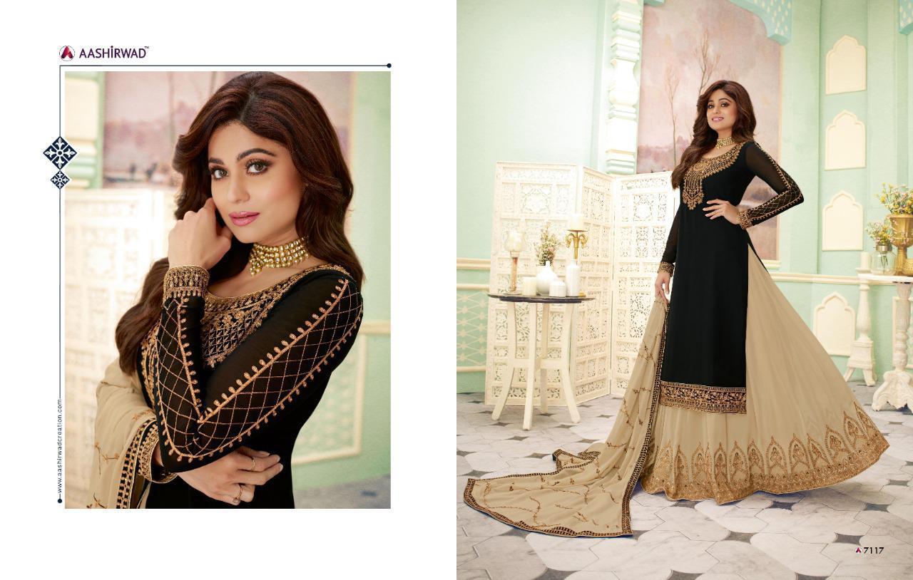 Aashirwad Launch Fizza Real Georgette Embroidery Work Party And Wedding Wear Suits