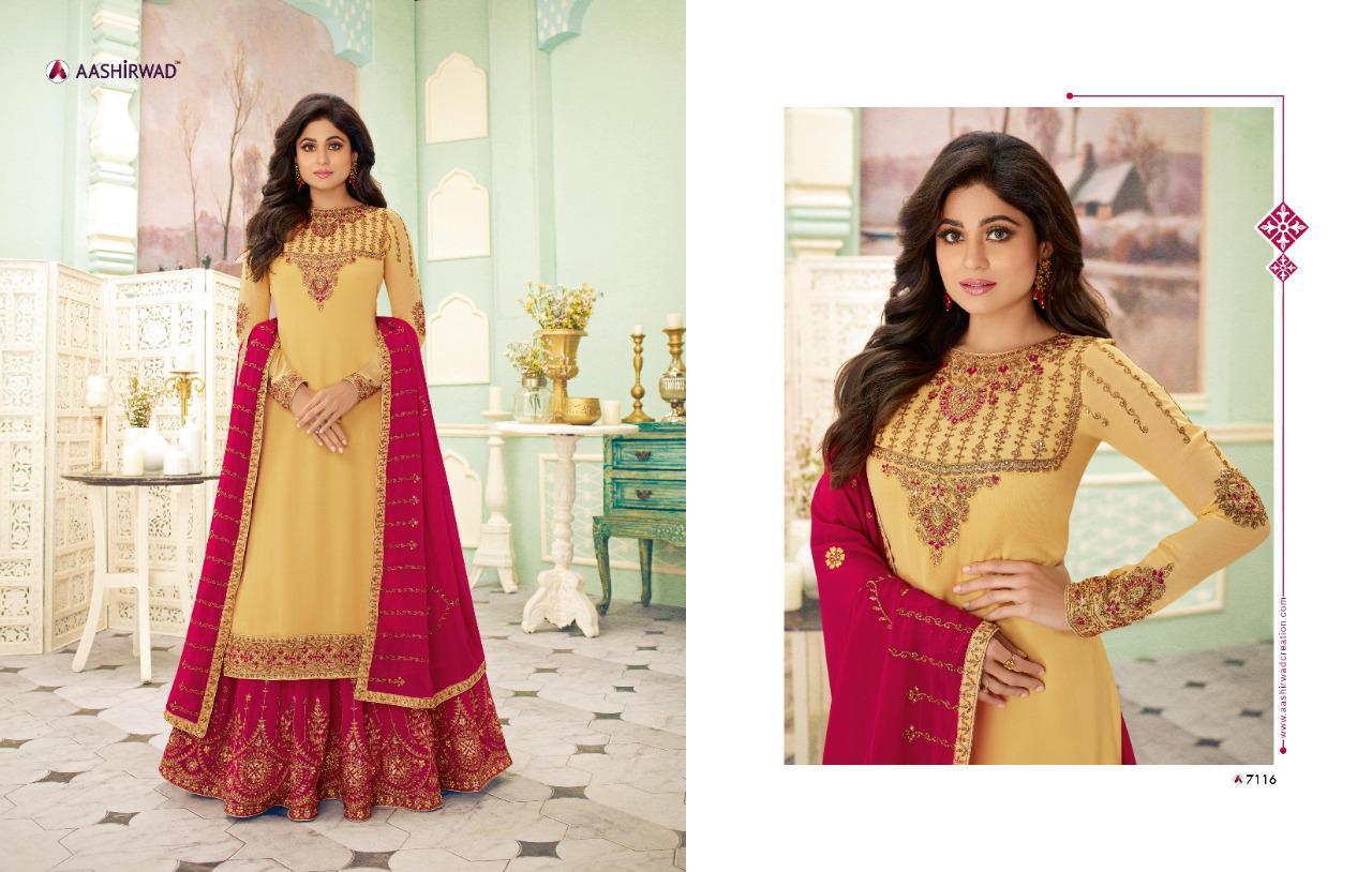 Aashirwad Launch Fizza Real Georgette Embroidery Work Party And Wedding Wear Suits