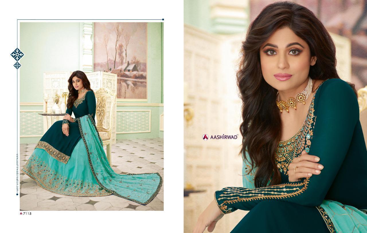 Aashirwad Launch Fizza Real Georgette Embroidery Work Party And Wedding Wear Suits