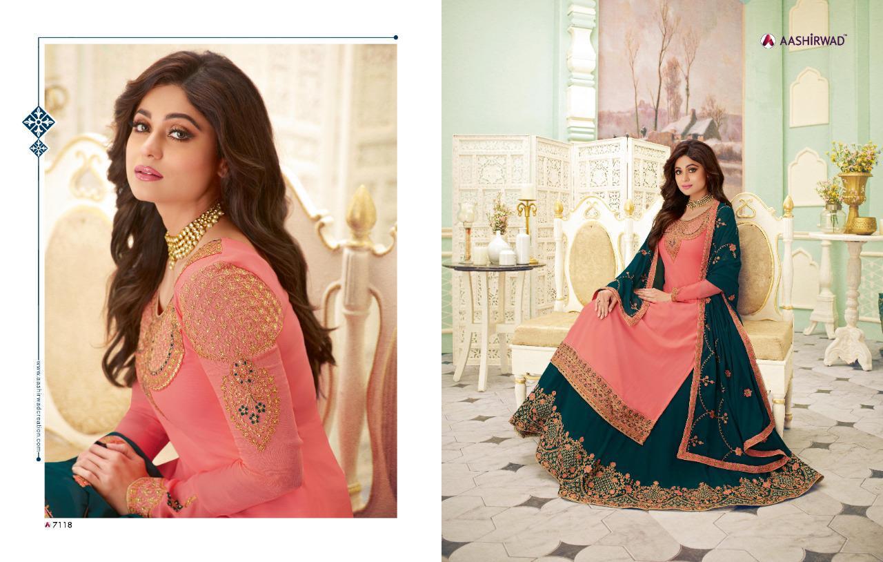 Aashirwad Launch Fizza Real Georgette Embroidery Work Party And Wedding Wear Suits