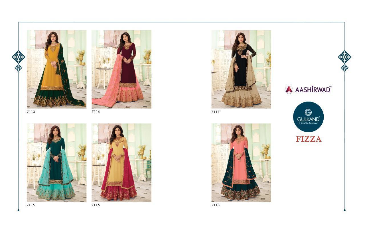 Aashirwad Launch Fizza Real Georgette Embroidery Work Party And Wedding Wear Suits