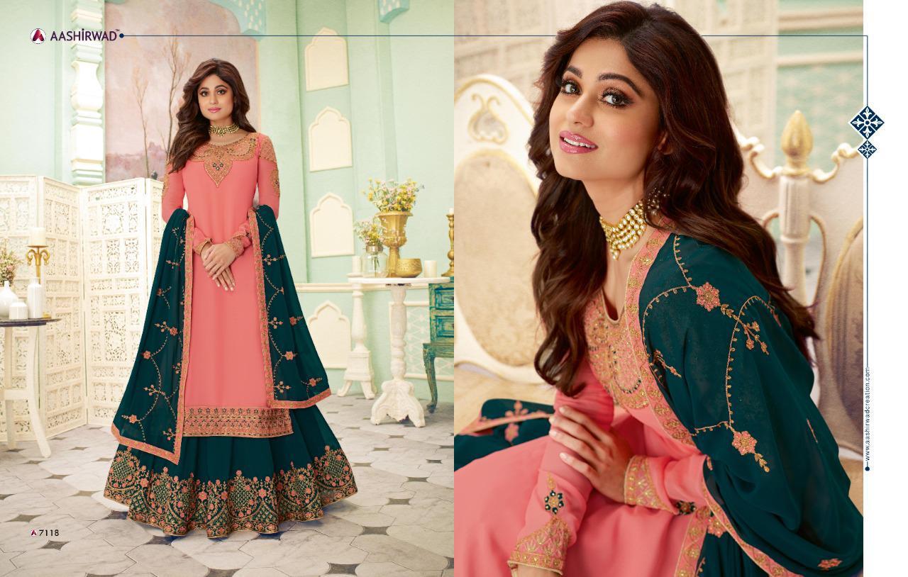 Aashirwad Launch Fizza Real Georgette Embroidery Work Party And Wedding Wear Suits