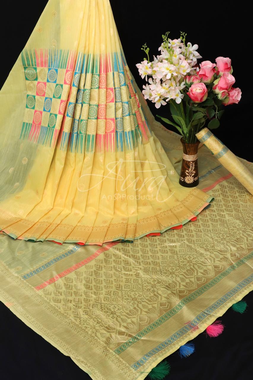 Aura Saree Launch Aarika Cotton Bright And Beautiful Colour Saree Catalogs Supplier