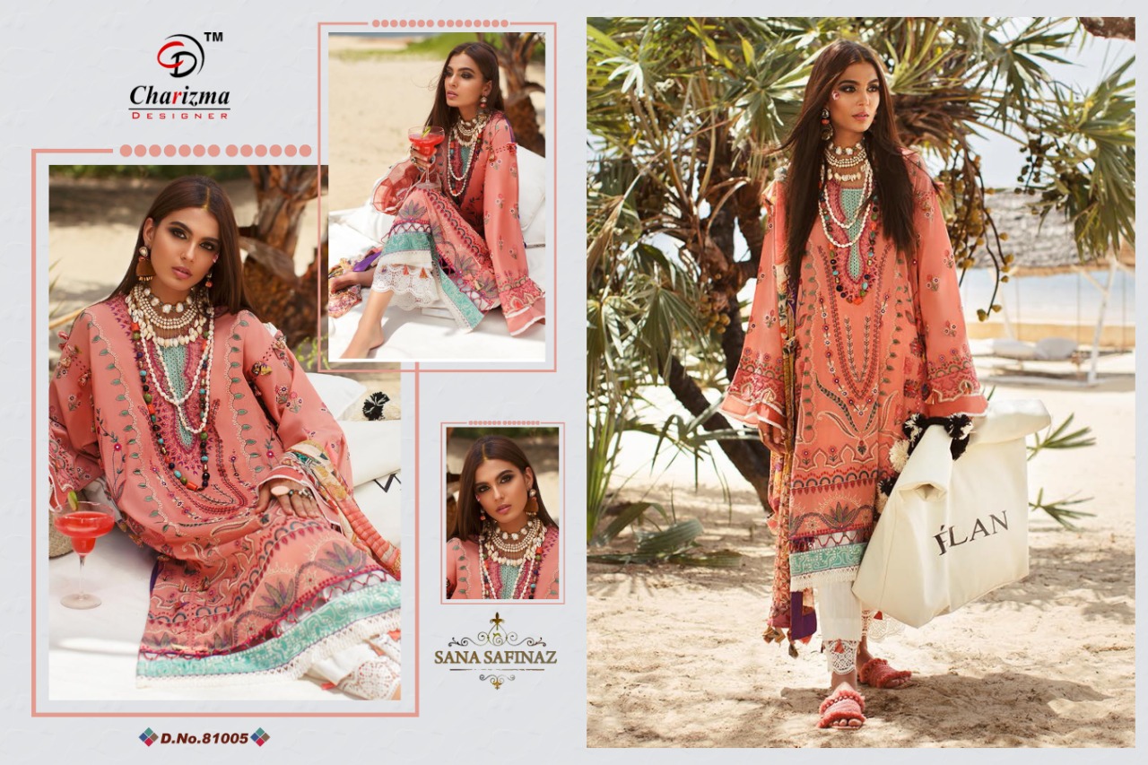 Charizma Designer Sana Safina Jam Cotton Super Pakistani Suit Design In Surat Market