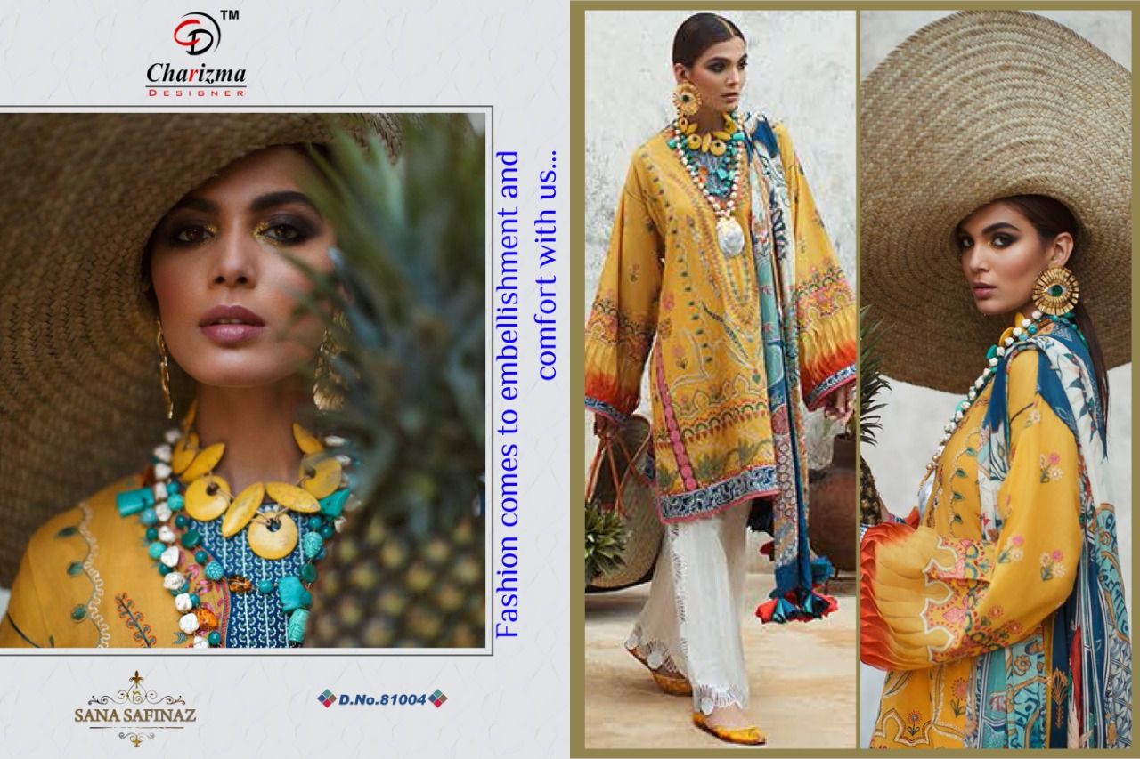 Charizma Designer Sana Safina Jam Cotton Super Pakistani Suit Design In Surat Market