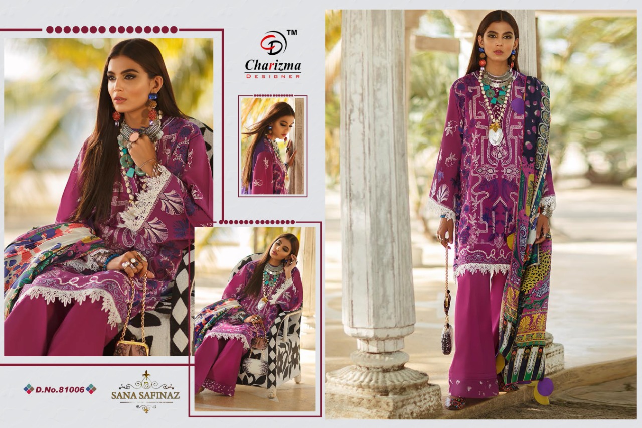 Charizma Designer Sana Safina Jam Cotton Super Pakistani Suit Design In Surat Market