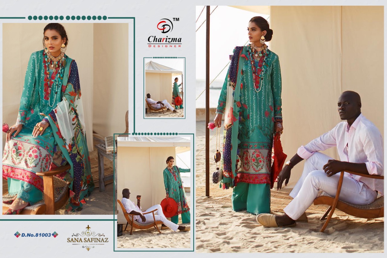 Charizma Designer Sana Safina Jam Cotton Super Pakistani Suit Design In Surat Market