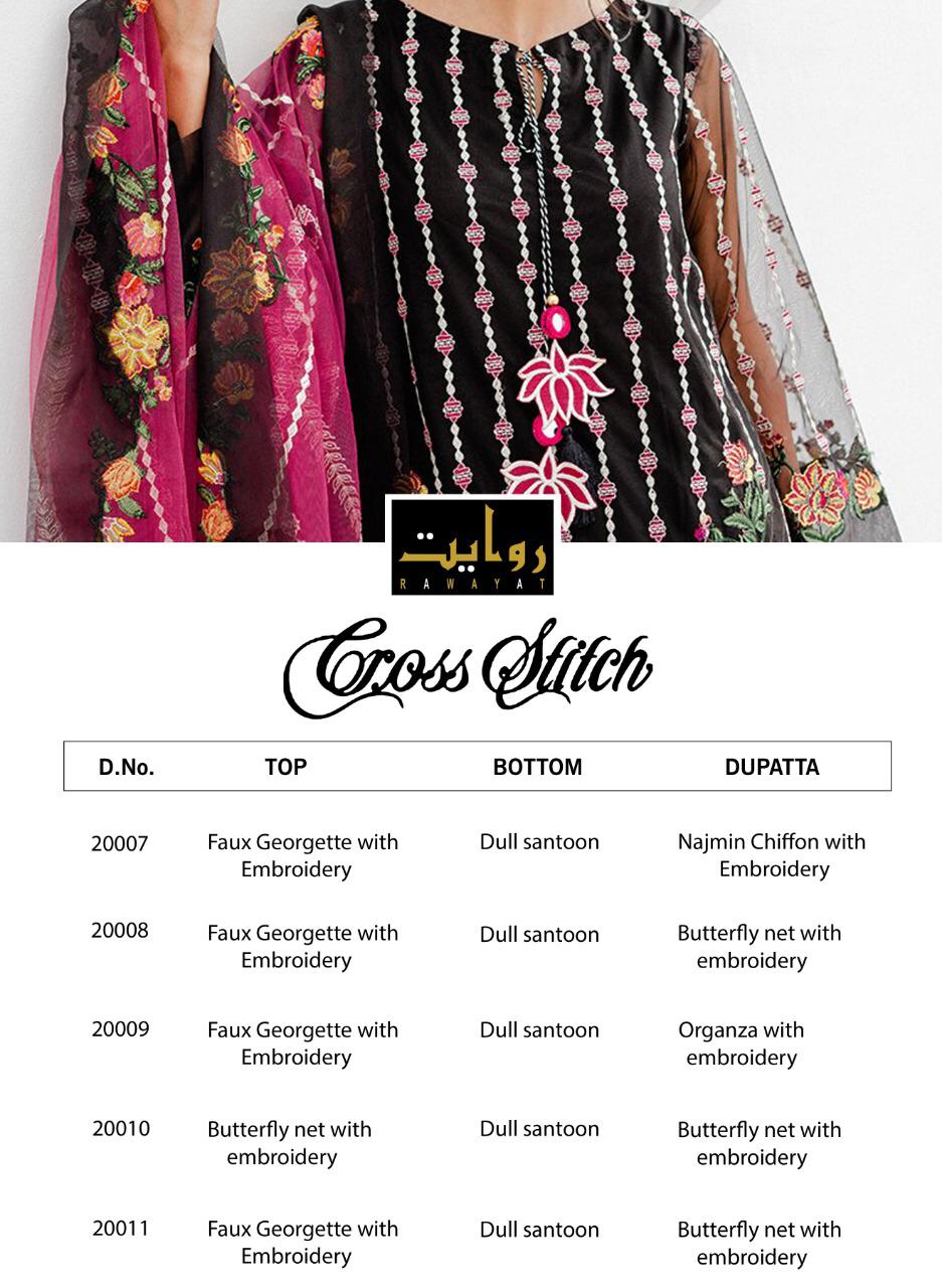 Cross Stitch Chiffon By Rawayat Georgette With Embroidery Work Exclusive Pakistani Suits