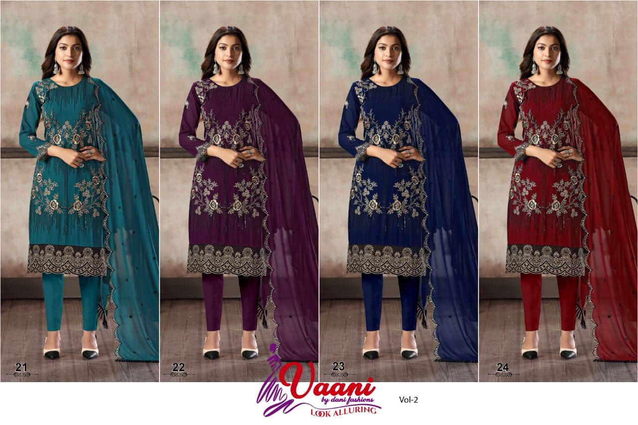 Dani Fashions Vaani Vol 2 Georgette Heavy Work Ladies Suits Wholesale Store