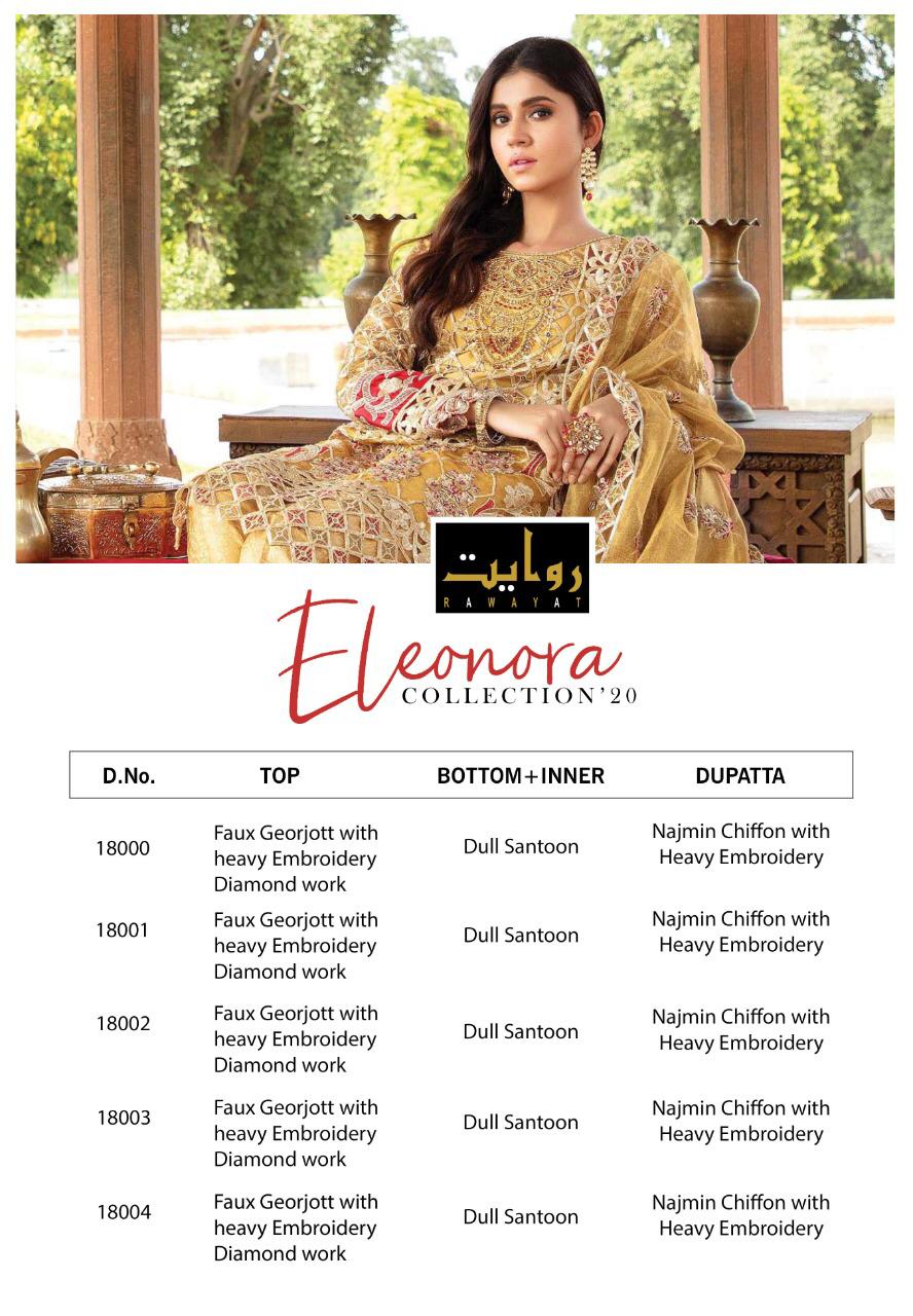Eleonora Chiffon 2020 By Rawayat Heavy Georgette With Embroidery Pakistani Suita Concept