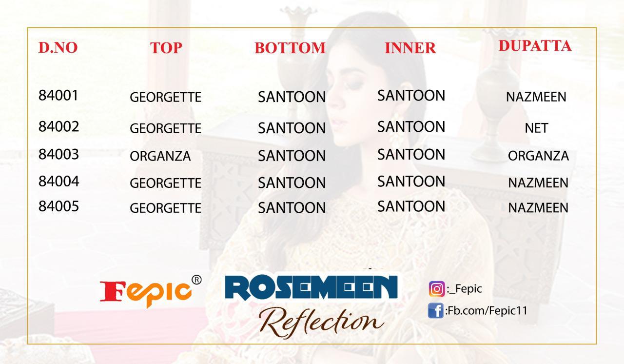 Fepic Rosemeen Reflection Georgette Organza Party Wear Pakistani Suits