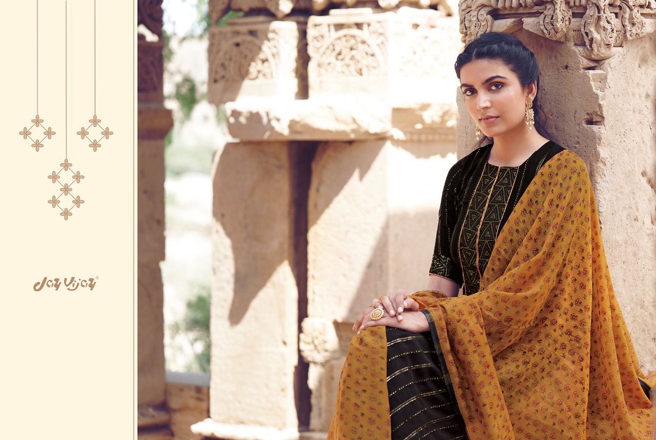 Jay Vijay Scarlet Bemberg Moga Silk With Embroidery Work Suits At Affordable Price