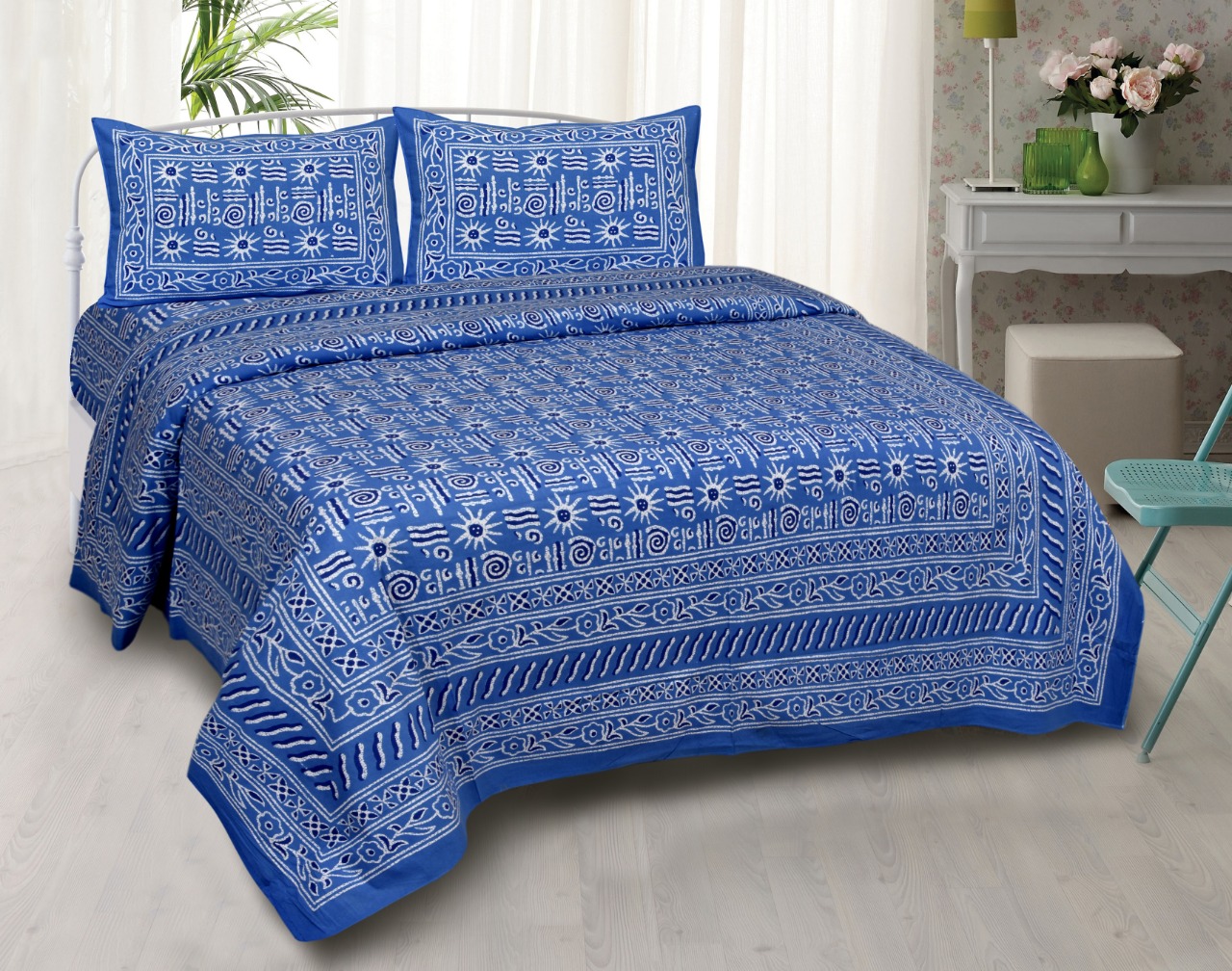 K4u Launch Elegance Pure Autoloom Cotton Dark Colors Bedsheet With Matching Pillow Cover