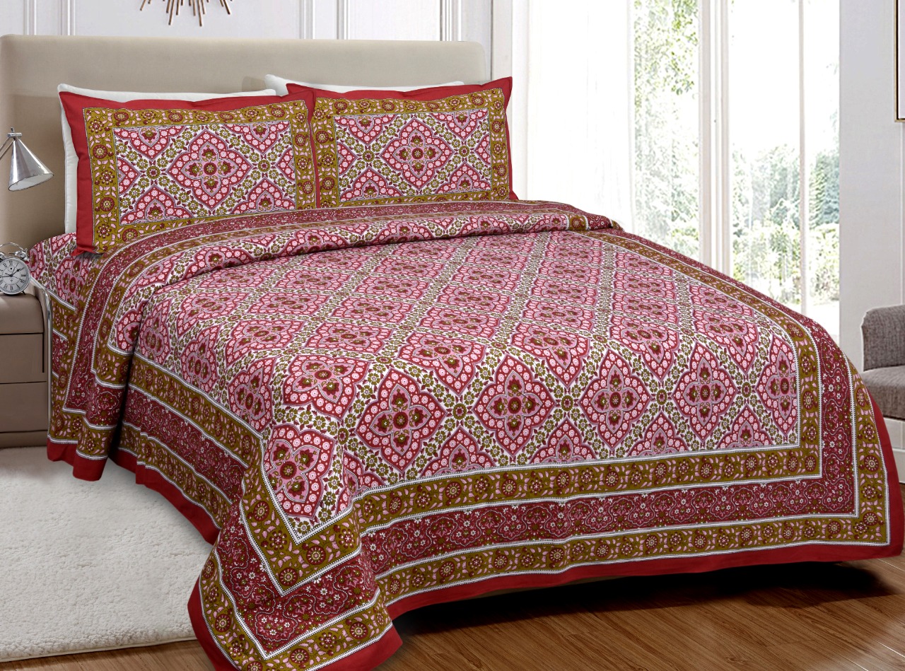 K4u Launch Elegance Pure Autoloom Cotton Dark Colors Bedsheet With Matching Pillow Cover