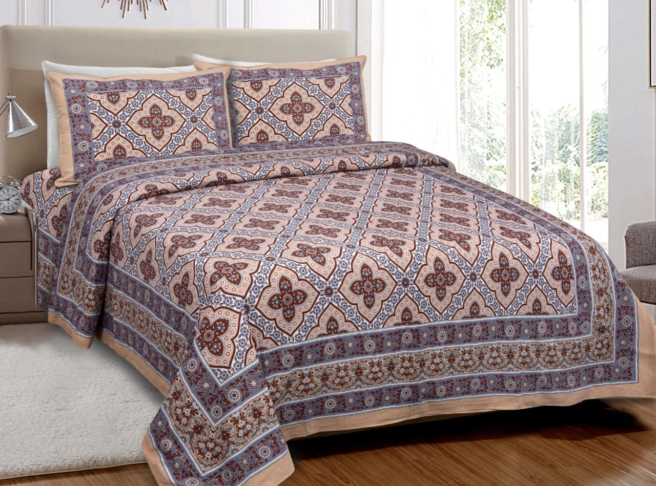 K4u Launch Elegance Pure Autoloom Cotton Dark Colors Bedsheet With Matching Pillow Cover