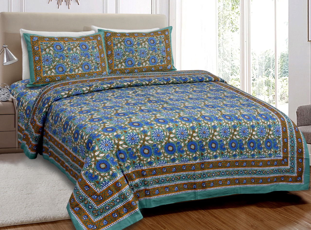 K4u Launch Elegance Pure Autoloom Cotton Dark Colors Bedsheet With Matching Pillow Cover