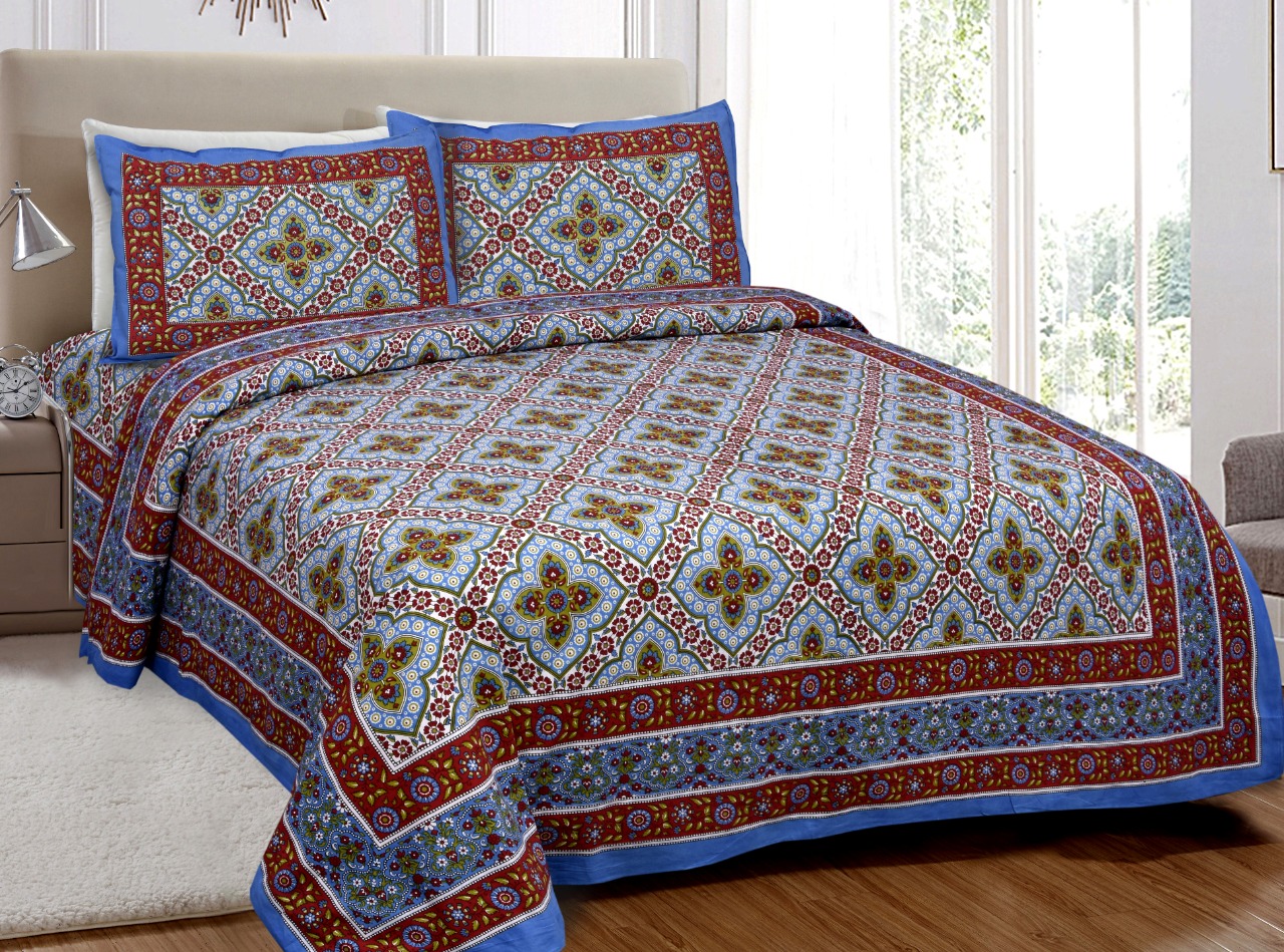 K4u Launch Elegance Pure Autoloom Cotton Dark Colors Bedsheet With Matching Pillow Cover